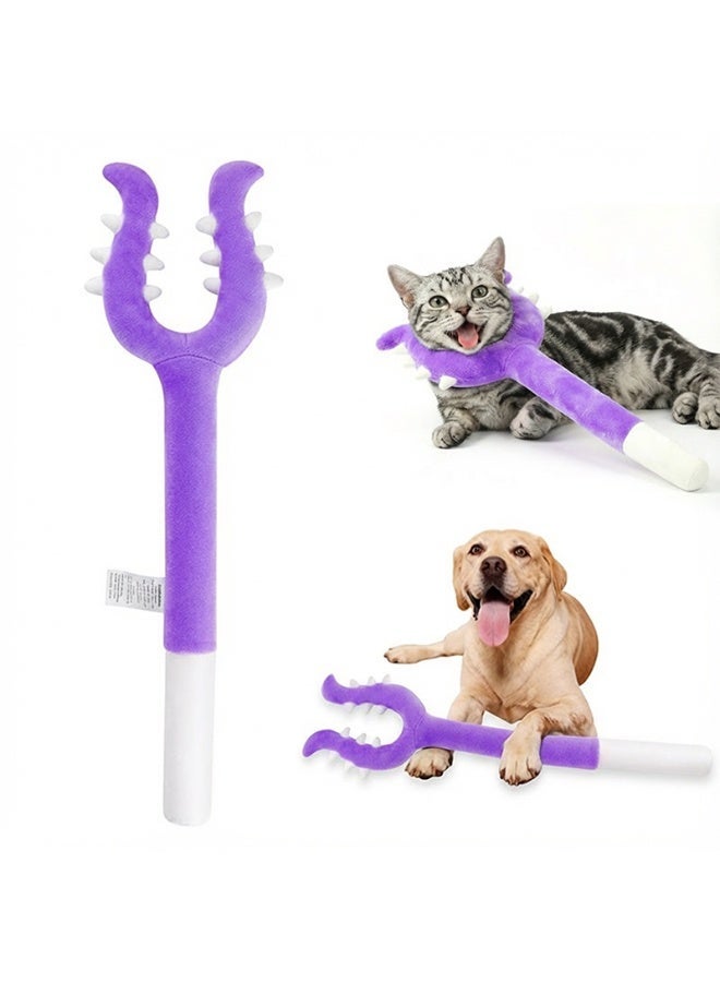 LAPET Plush Cat Wand Toy with Clamp Design - Novelty Interactive Teaser Stick for Indoor Cats, Soft Cotton Pet Play Toy, Fun Pet Gag Gift Small Medium Puppies Kittens Dogs (Purple) - Image 1